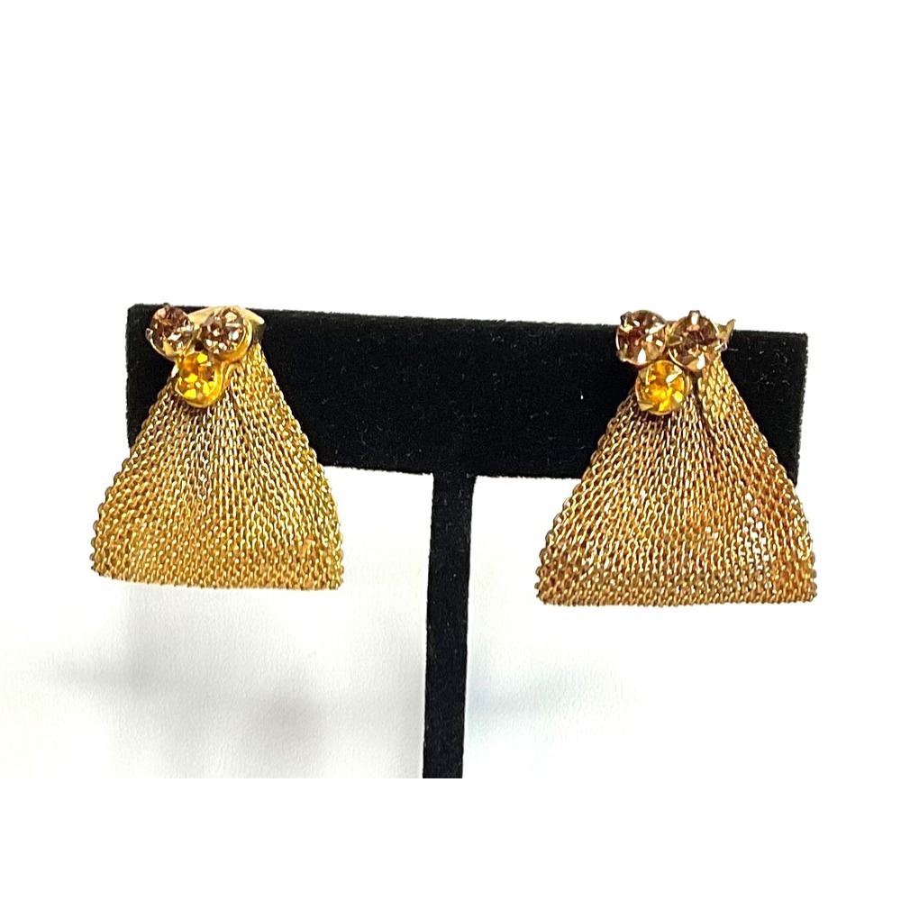 VTG. Signed ROBERT Amber-Tone MESH CLIP EARRINGS, NONE LIKE THESE! ELEGANT!